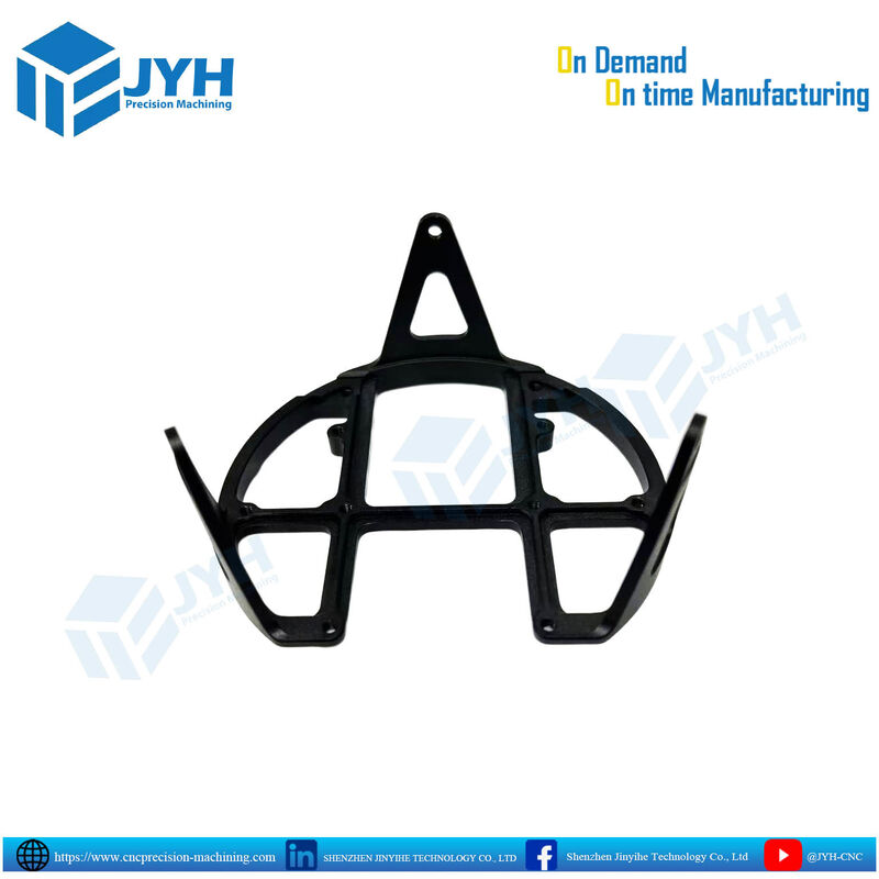 Custom High-precision CNC Bewerkte Aluminium Structural Mounting Bracket met Matte Black Anodized Finish